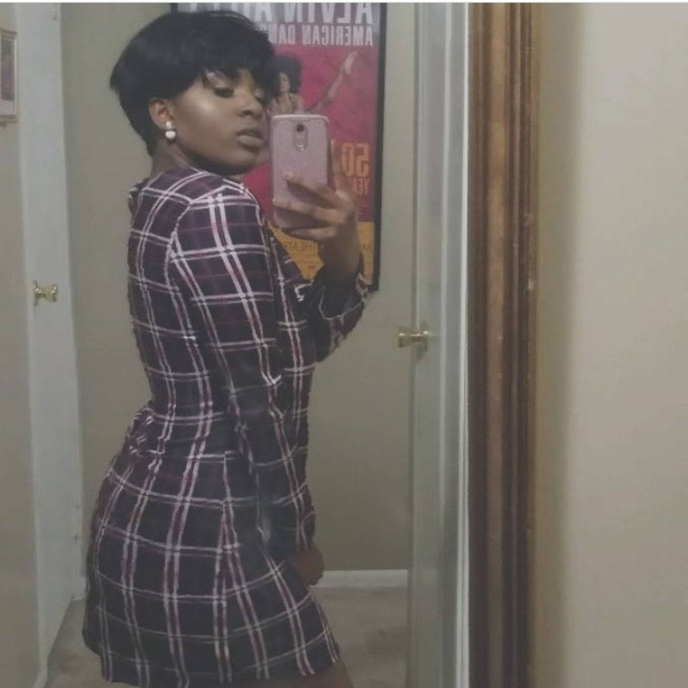 Long sleeve Plaid mini dress